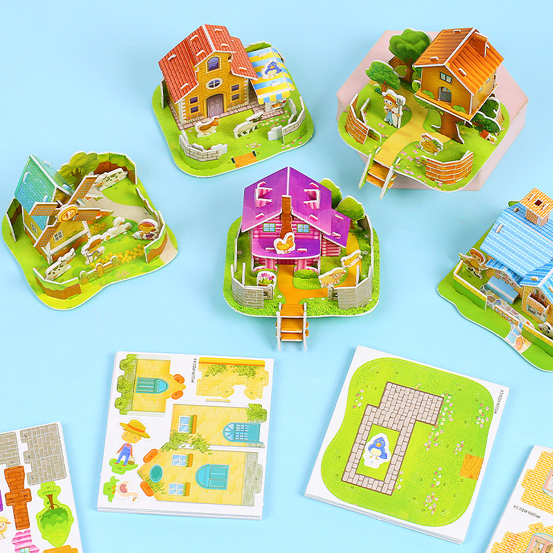 Small size 3D puzzle student DIY hand-assembled picture children's early education stitching toy stall supply wholesale