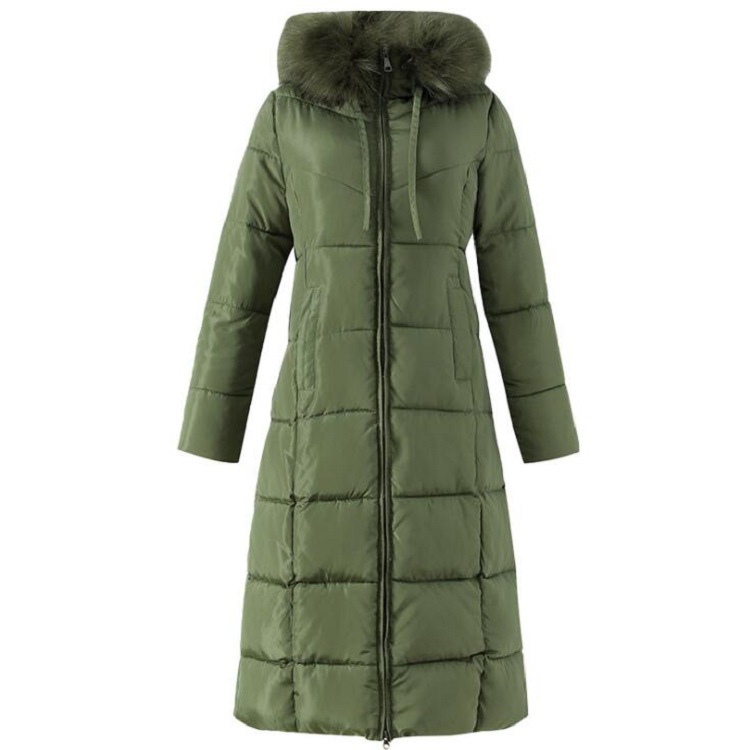 European station 2024 winter new detachable cap cotton-padded women's mid-length knee-high padded down cotton-padded jacket women's coat