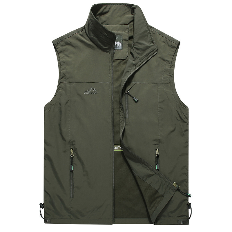 2020 Men's Spring and Summer Outdoor Leisure Quick-drying Vest Trendy Men's Fashion Simple Collar Photography Vest Trendy 7882
