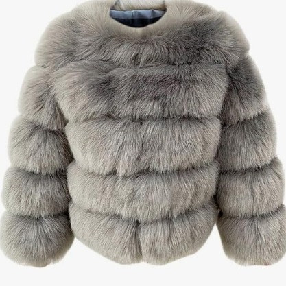 European and American new faux fox fur coat women's short round neck wholesale Women's fur slim top in stock