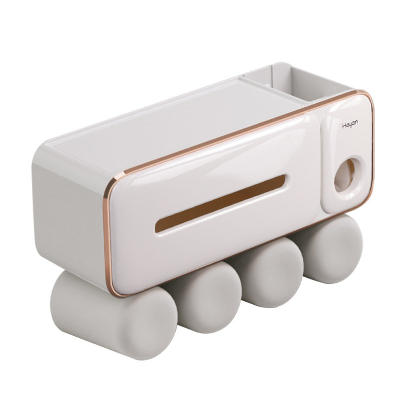 HAYAN Haiying Toothbrush Cup Rack Integrated Washcloth Storage Box Gargle Cup Wall Mounted Brushing Rack