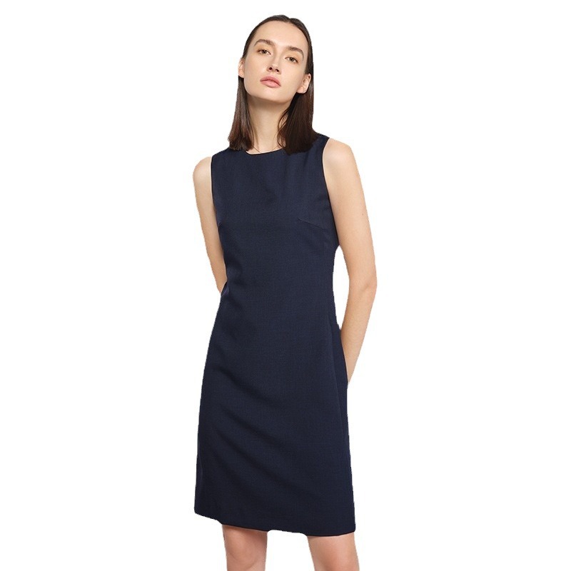 147 High-end Suit Dress Summer Women's Suit Fashion Business Sleeveless Skirt Round Neck A- line Dress