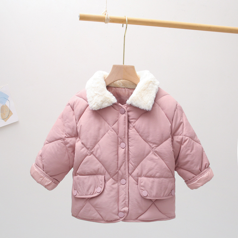 Autumn and Winter new children's cotton-padded coat boys and girls fur collar thickened warm coat children's Korean-style children's cotton-padded coat