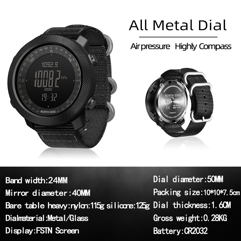 Outdoor Sports Smart Waterproof Watch Color Silicone Height Air Pressure Compass Thermometer Metal Watch