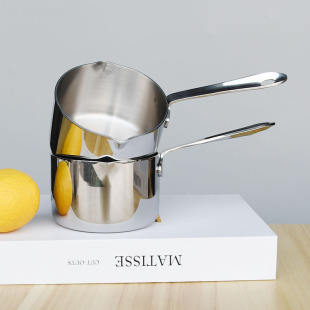 Thickened 18/10 Stainless Steel Small Milk Pot Hot Butter Pot 304 Fried Pepper Pot Diversion Mouth Supplementary Food Pot 10cm