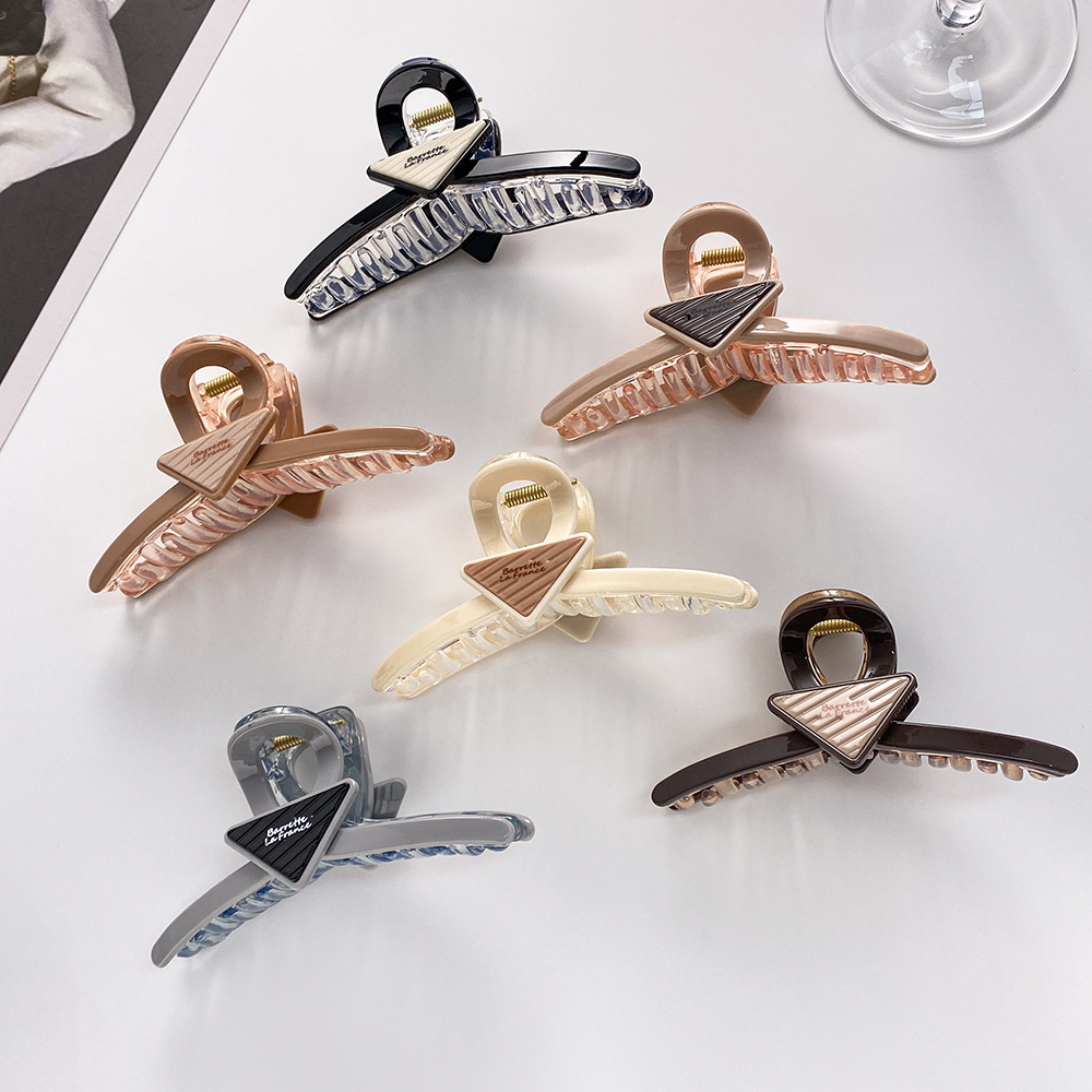 Unisex 11cm large shark clip Triangle clip letter hair clip fashion hair clip back head disc hair clip_voghion.com