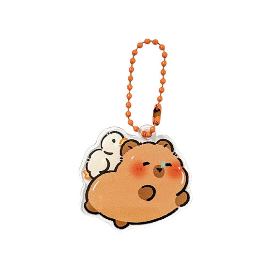 Lovable Capibala Keychain Cartoon Capybara Keychain Girl Heart Capybara Decorative Pendant Acrylic Accessories