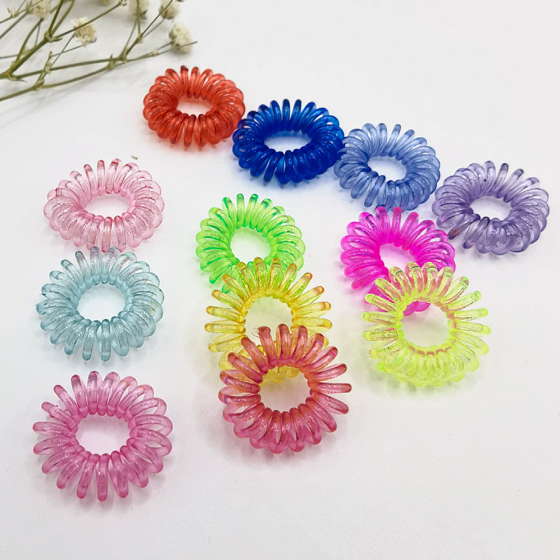 Small transparent telephone line hair rope hair ring color rubber band headdress Yiwu jewelry headdress stall foreign trade Wholesale