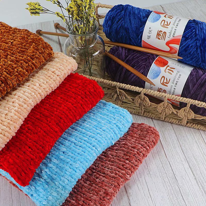 Chenille wool thread wool thread gold silk thread thick stick needle thread hand knit hat scarf ice thread factory wholesale