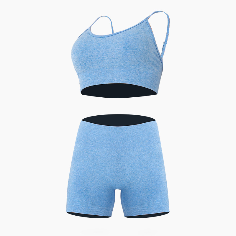 European and American Tight Seamless Yoga Suit suit Women's Sling Style Sports Fitness Bra Yoga Vest Yoga Pants Shorts