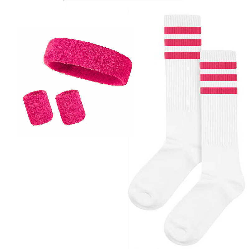 Cross-border rainbow turban wristband three-piece combination sports basketball headband wristband football socks four-piece set