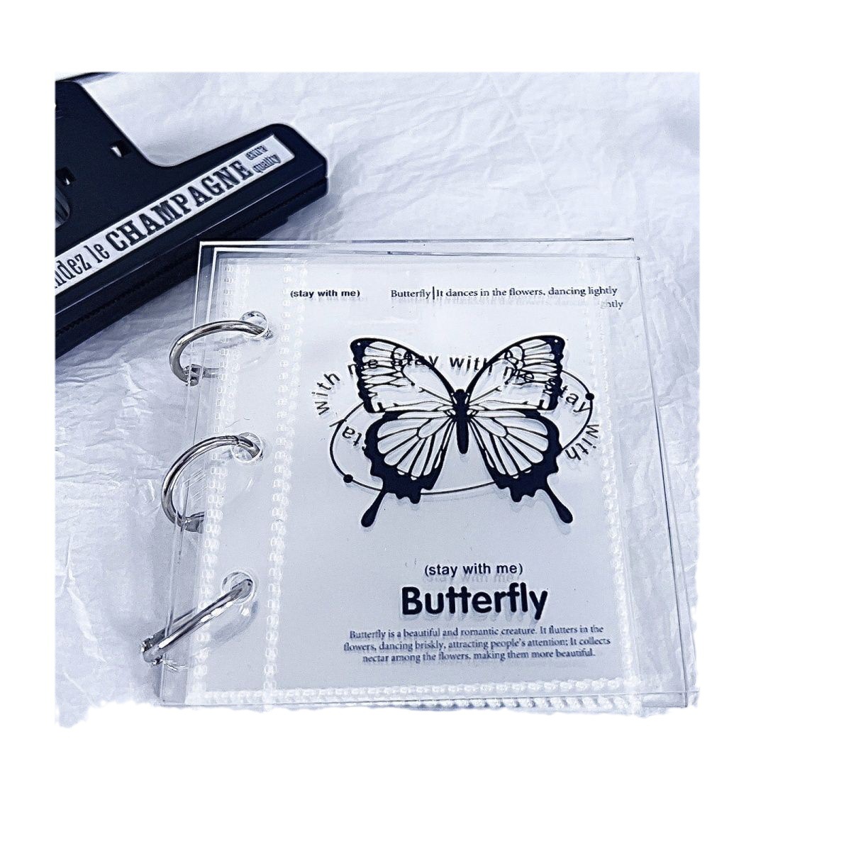 Black and white acrylic butterfly album Simple album card storage star-chasing small card book Female original ins style mini