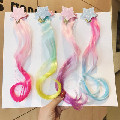 Children's Braid Cord Five-pointed Star Hair Accessories Girls' Bow Hairpin Girls' Baby Girls' Head Top Clip Wig Braid Headwear