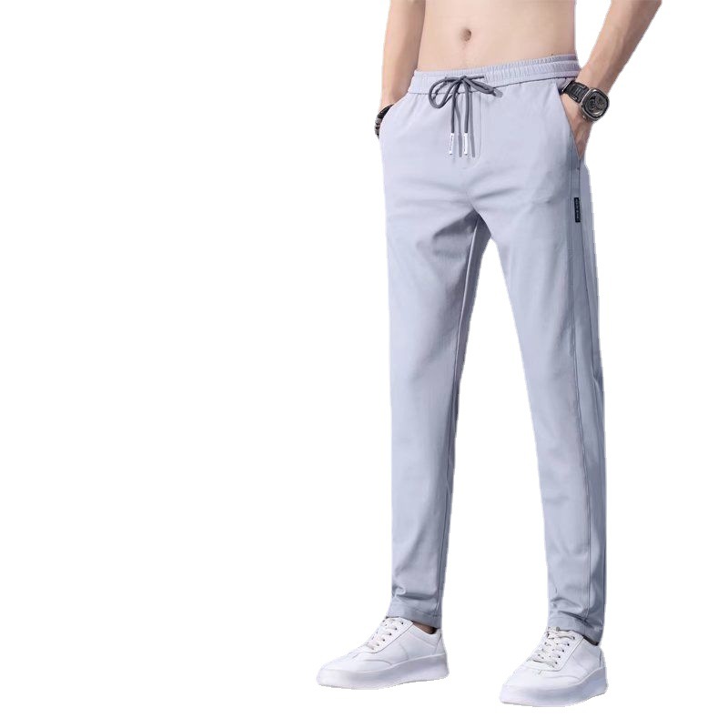 Ice silk pants men's loose breathable straight casual pants summer ultra-thin quick-drying pants stretch men's sports pants