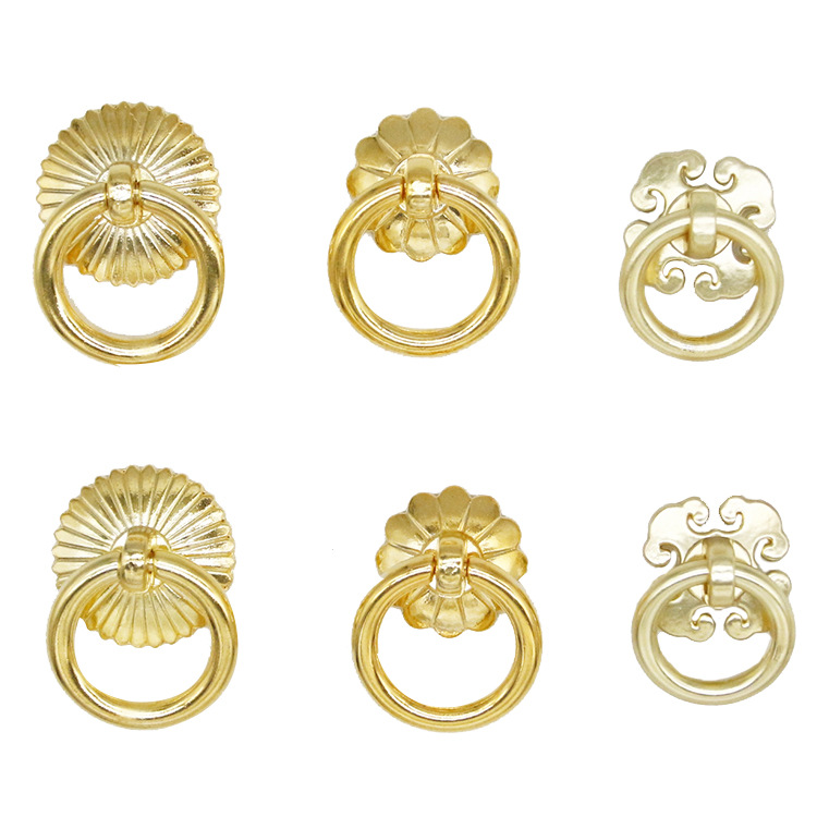 Ring Handle Pull Ring Door Ring European Antique Golden Cabinet Door Cabinet Handle Wardrobe Drawer Cabinet American Vintage