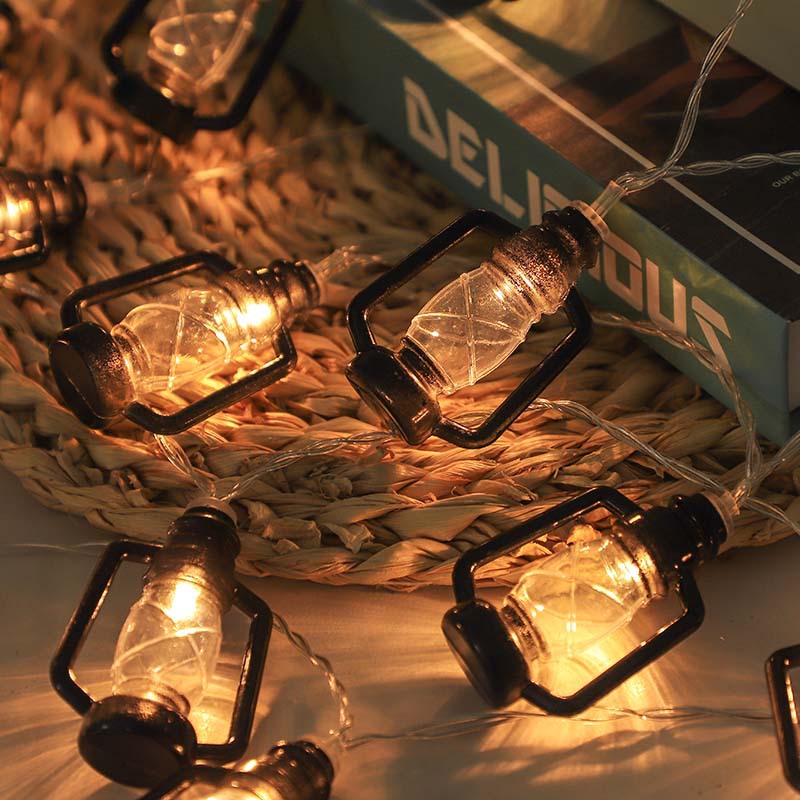 Camping atmosphere light LED outdoor decoration retro kerosene bottle light tent canopy decoration camp layout color light string