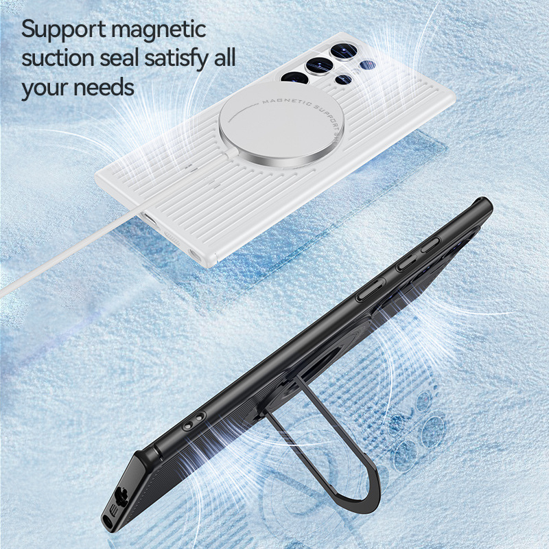 For Samsung S24Ultra Heat Dissipation Integrated Bracket Mobile Phone Case magsafe Magnetic Ring S23 Protective Cover