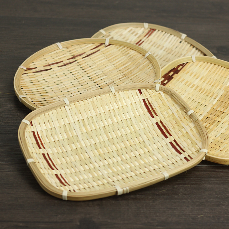 Bamboo Wraft Fruit Plate Bamboo Green Layer Bamboo Tray Handmade Special Bamboo Products Dinner Plate Small Dustpan Hotel Farmhouse Decoration
