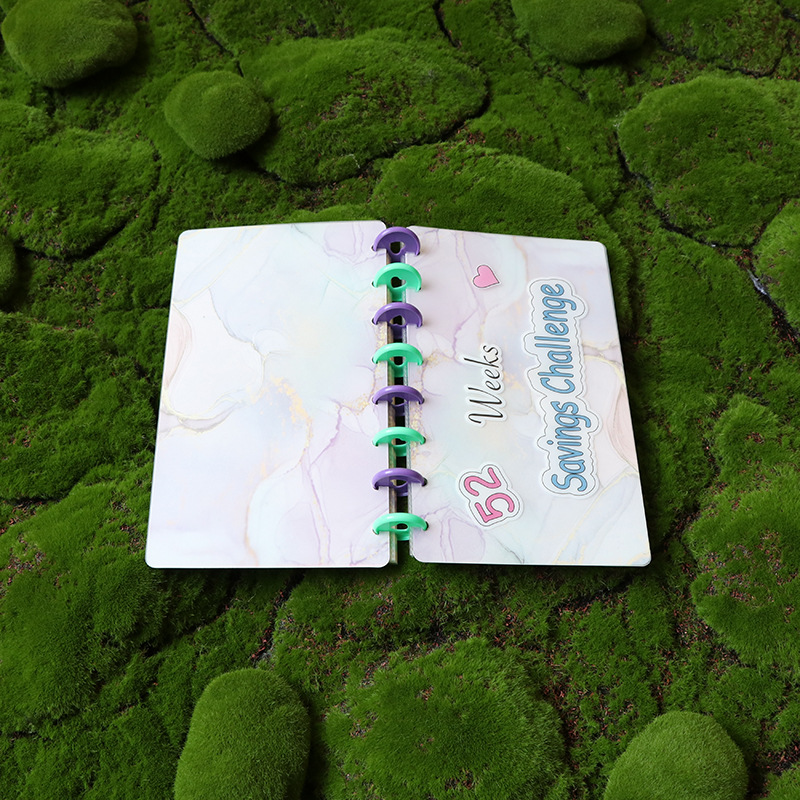 Cross-border 52-week savings savings this cash mushroom hole 8 holes 3 grid loose-leaf storage book challenge small card book photo album