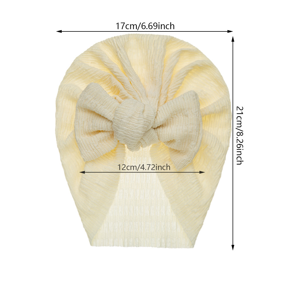 Cross-border New Baby Pullover Cap Children's Wrinkled Cloth Bow Indian Cap Solid Color Fresh Floral Baby Toe Cap