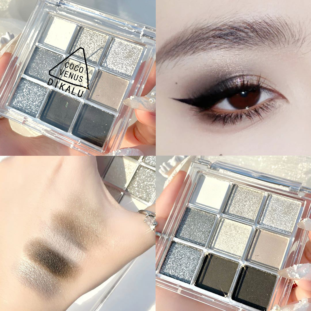 DIKALU dark punk smoked nine color eye shadow metallic pearlescent matte silver Halloween ins parity eye shadow plate