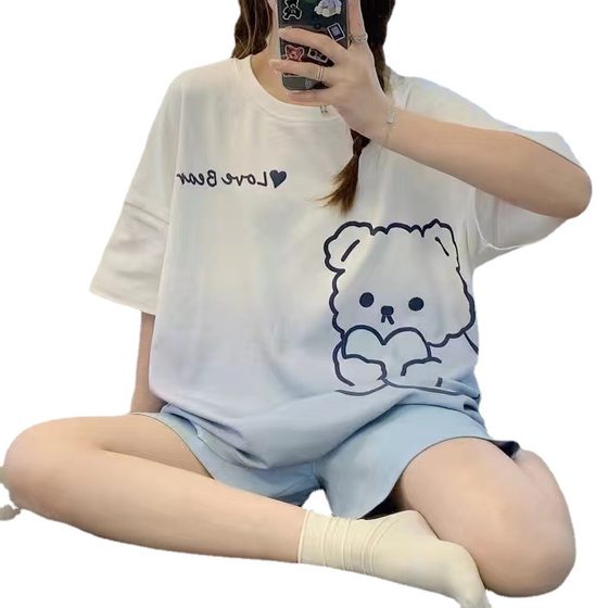2025 New Style Pajamas Women's Summer Cute Short-sleeved Shorts plus size Internet Popular Style Outwear Summer suit Home Clothes