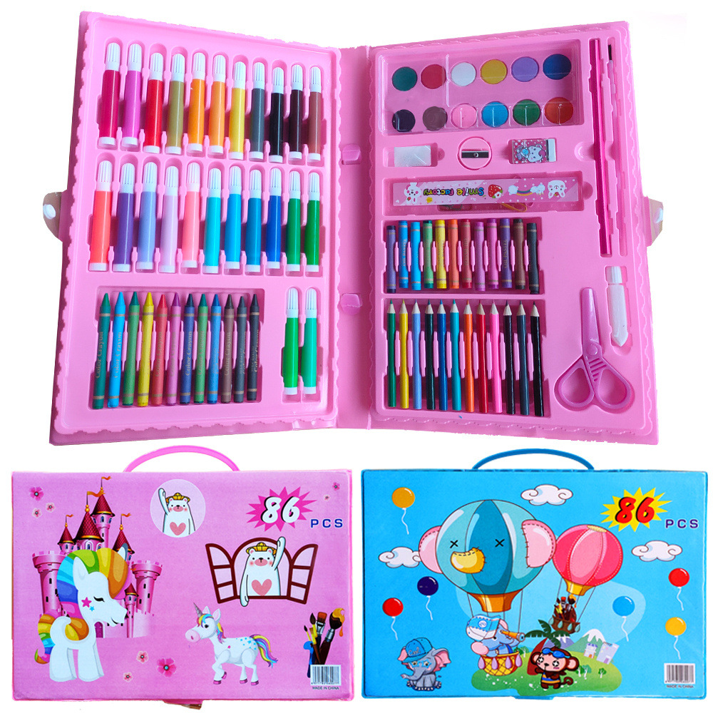 Children's Stationery 86 Pieces Brush Combination Set Painting Set Crayon Watercolor Pen Gift Washable Art Painting Tools