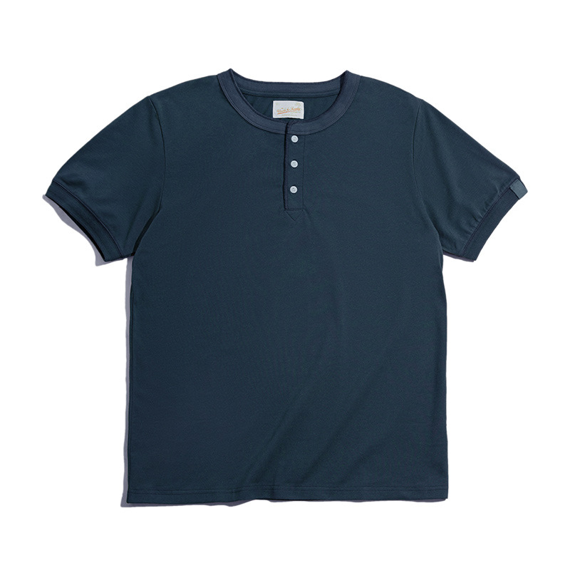 Madden workwear American retro ameikaji short-sleeved Henry shirt summer Army green micro-elastic tough guy T-shirt men