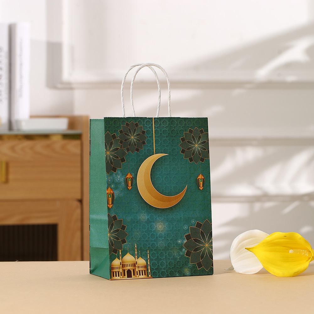 Cross-border moon festival gift bag holiday Kraft paper bag wholesale printed shopping bag Portable Party candy paper bag
