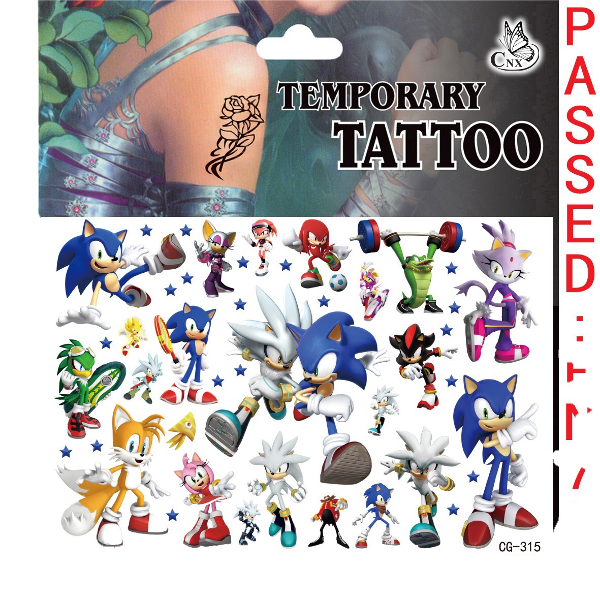 New Sonic Hedgehog Theme Party Bracelet Decorative Tattoo Sticker DIY Sticker Birthday Party Layout Pack
