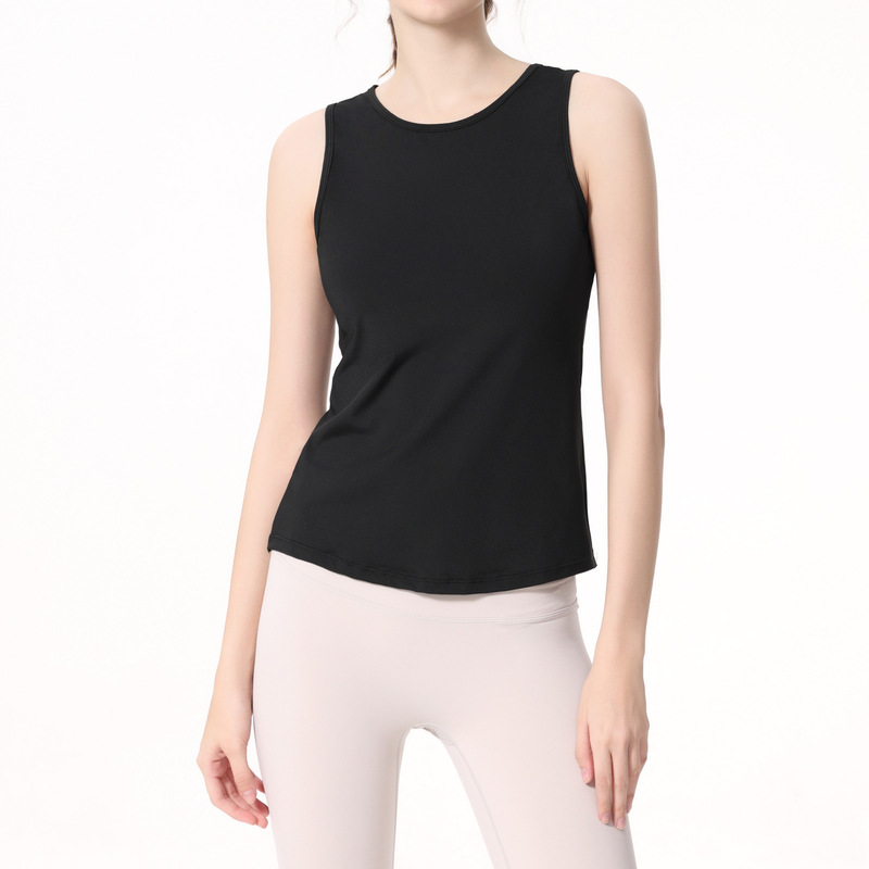 lu Summer Sports Vest Women's Loose Hip Covering Fitness Sleeveless Blouse Slimming Quick-drying T-shirt Running Training Top