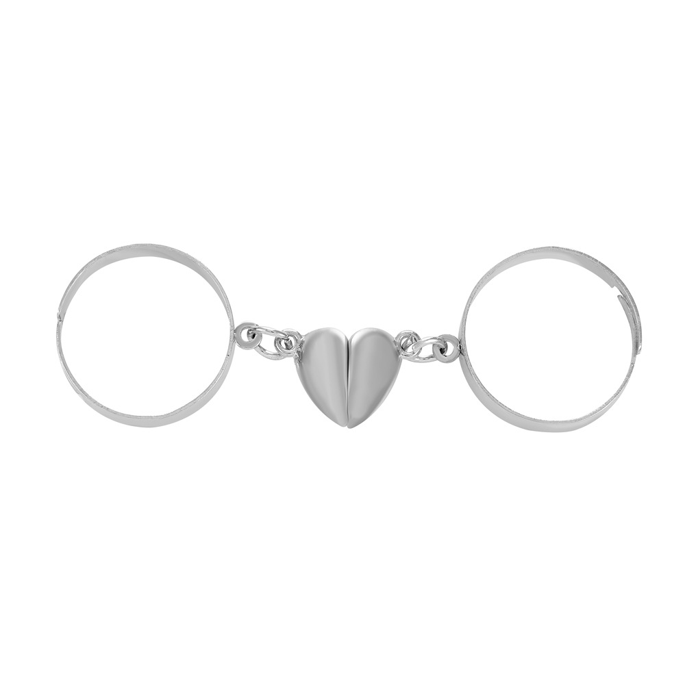 European and American fashion chain stitching magnetic love ring simple adjustable open plain ring ring couple ring