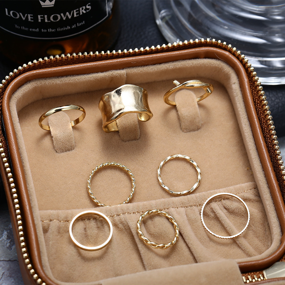 new alloy ring creative simple cold wind personality ring set of 8 pieces_voghion.com