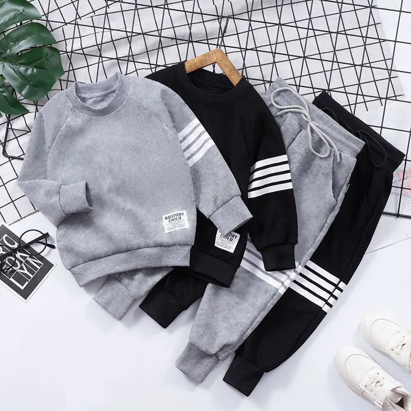 Cross-border Boys and Girls Autumn Suit New Boys and Girls Western Style Korean Style Handsome Sports Two-piece Set for Middle and Small Children