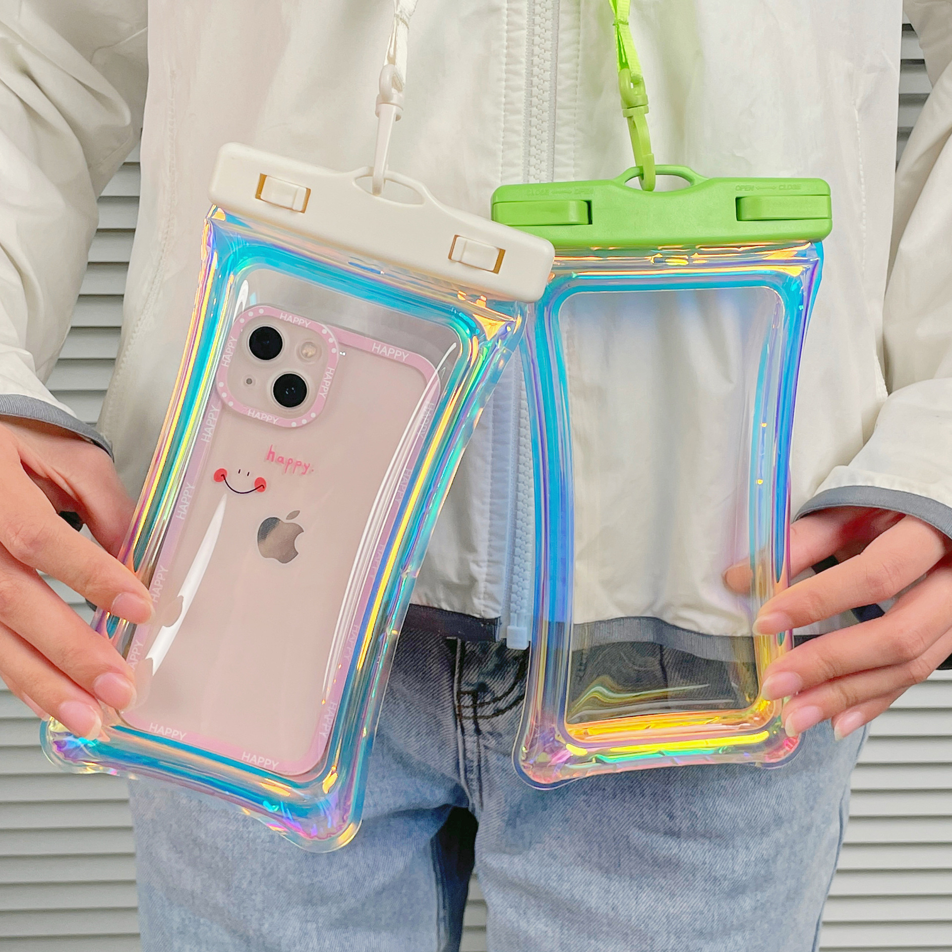 Laser Colorful Cute Airbag Mobile Phone Waterproof Bag Diving Cover Swimming Drifting Sealed Transparent Mobile Phone Waterproof Bag
