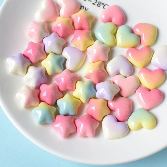 Sweet gradient color love five-pointed star resin accessories mobile phone shell hair accessories cream glue accessories pj1272