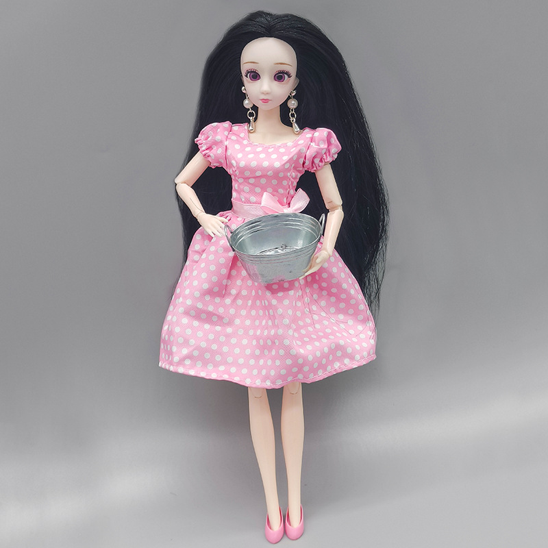 Toy Bucket Mop Mini Furniture Parent-Child Children Garbage Storage Basin Metal 6-8-cent Doll