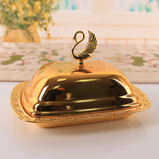 European-style High-end Fruit Plate with Lid Metal Products Hotel Home KTV Snack Snack Plate Snack Plate Decorative Table