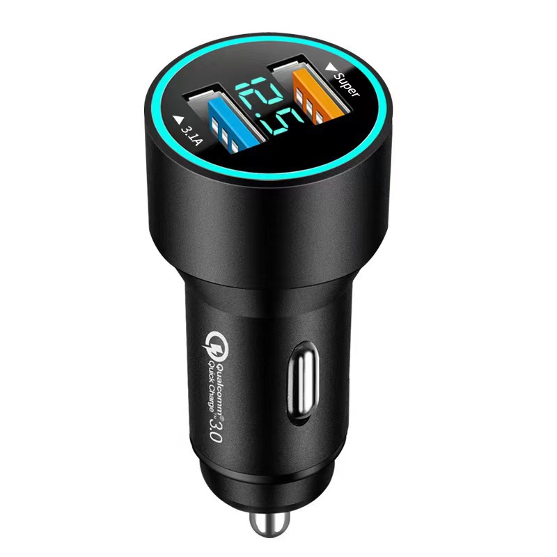 Aluminum alloy 66W + 3.1A digital display super fast charge Black (opp bag)
