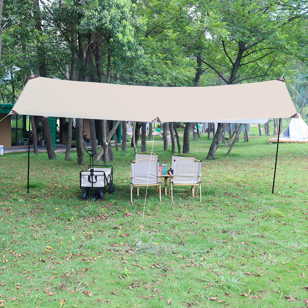 Camping Outdoor Black Rubber Canopy Tent Sun Protection UV Protection Camping Supplies Silver Coated Curtain Portable Sunshade Canopy