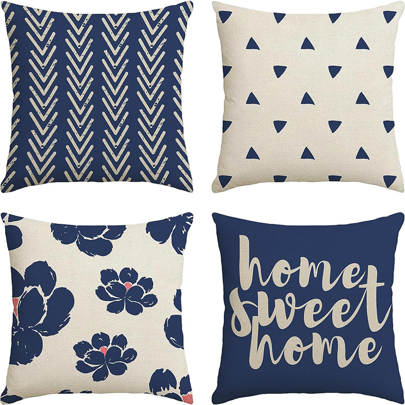 Amazon classic daisy printed linen pillowcase home living room office decoration sofa pillow cross-border hot