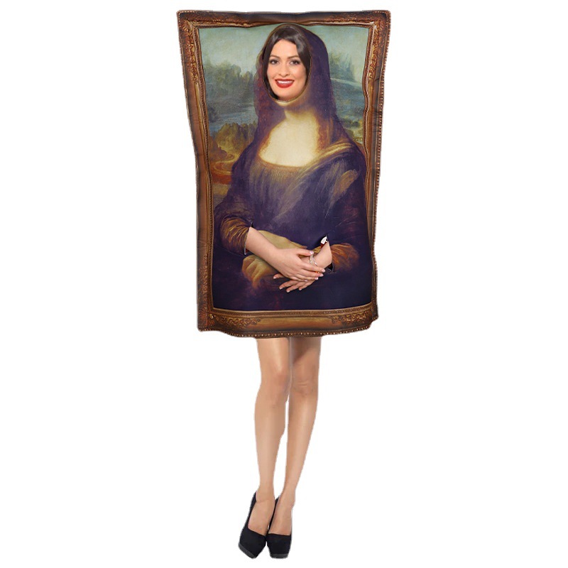 Halloween Mona Lisa cosplay Costume Fun Kuso Mural Costume Performance Doll Costume jumpsuit