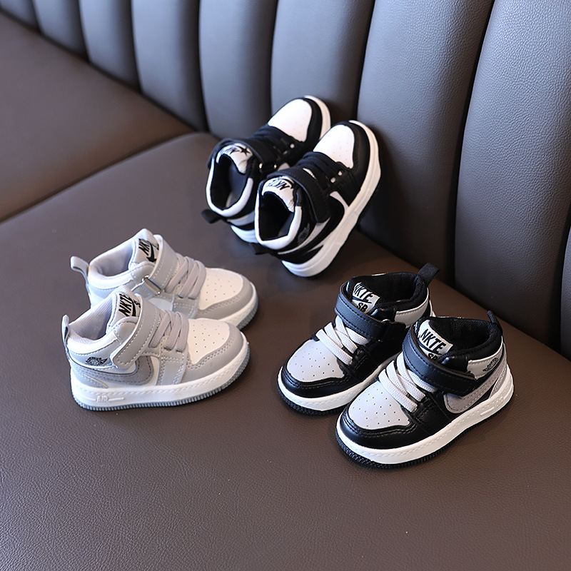 Boys' mid-top sneaker 2022 Spring and Autumn new children's shadow gray single-layer shoes children's baby board shoes girls' shoes