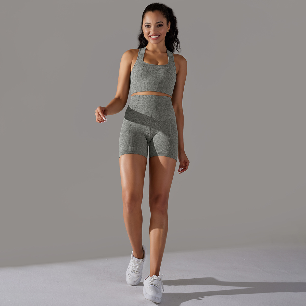 European and American Amazon seamless knitted golf dot jacquard high waist hip lifting tight yoga pants running fitness pants