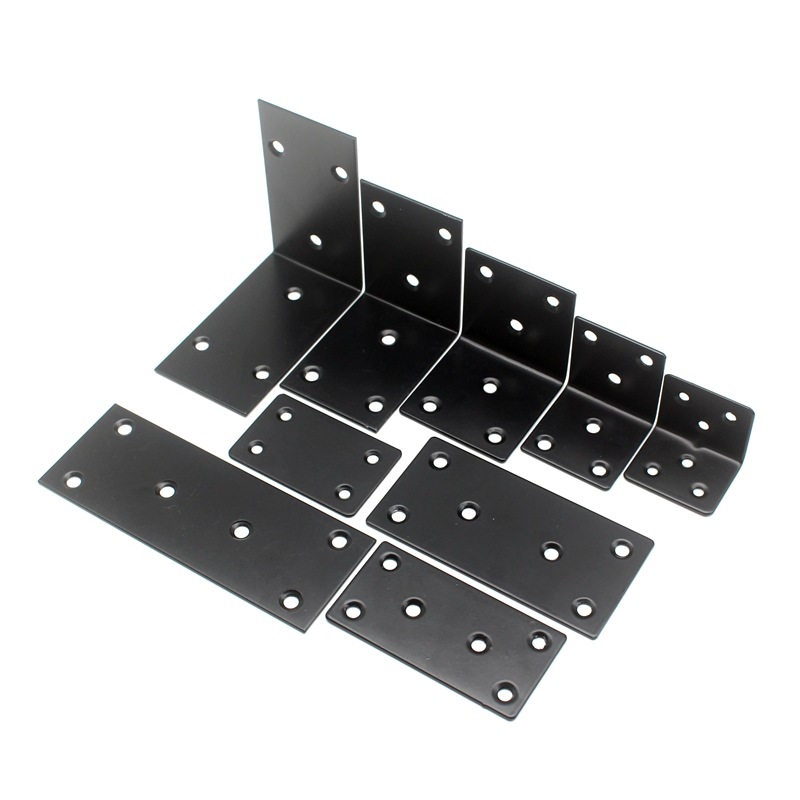 Square stainless steel Black angle code fixing bracket layer plate holder 90 degree right angle Code Black straight piece