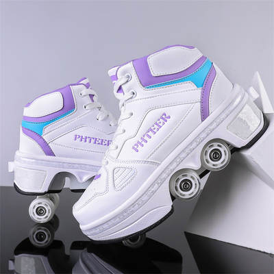 Children and Teenagers Boys and Girls Deformation Shoes Four-wheel Dual-purpose Roller Skate Double Row Roller Skates