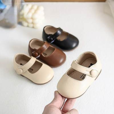 Infant Soft-soled Toddler Shoes Spring and Autumn Single-layer Shoes Girls Princess Shoes Black 0-3 Years Old Baby British-style Small Leather Shoes