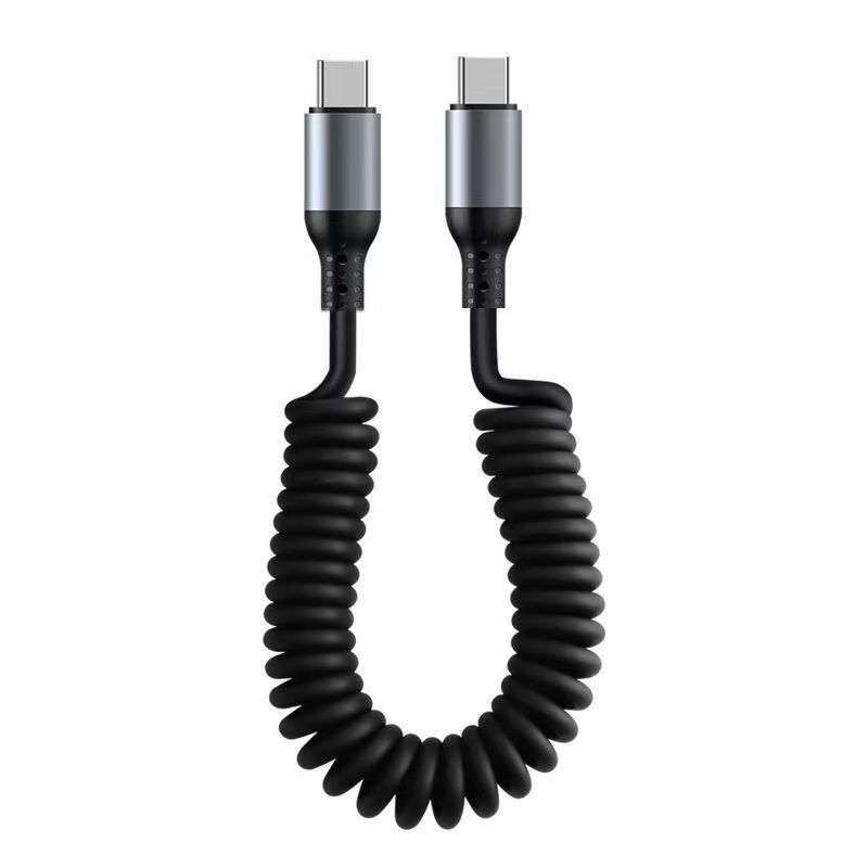 100W double-head typec fast charging line car 6A telescopic data line charging line typec spiral pd spring line