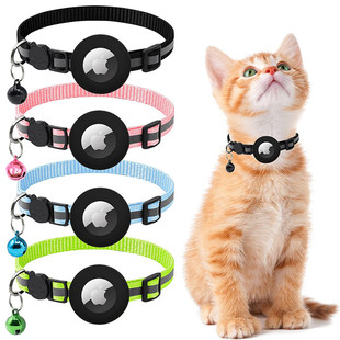 Cross-border hot sale Airtag cat collar with Bell Airtag reflective footprint collar address pendant with film