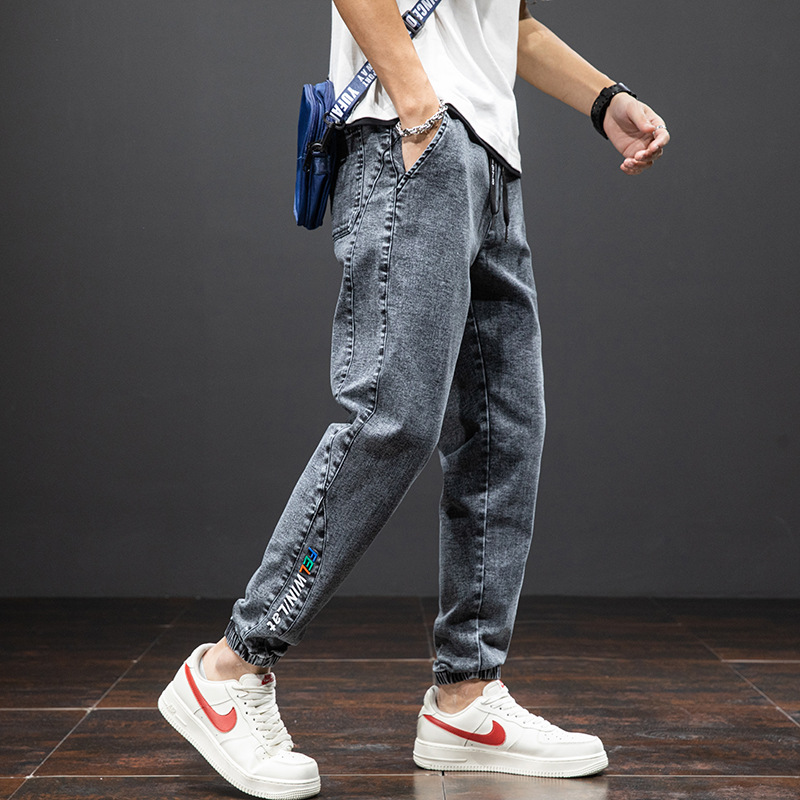Autumn and Winter Jeans Men's Harlan Pants Large Size Men's Loose Casual Pants Fat Pants Cropped Plus Size Slim Look